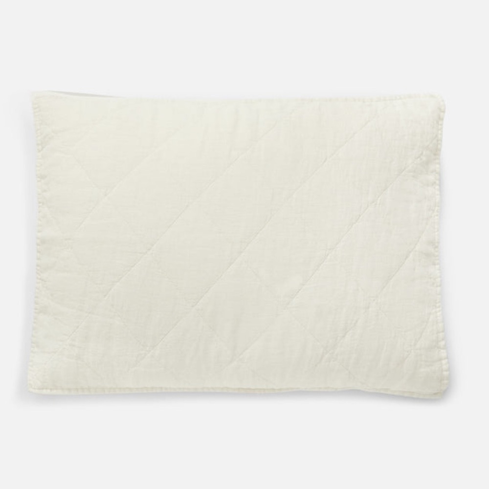 BROOKLINEN Linen Pillow Quilted Shams - Size King - Color Cream Diamond